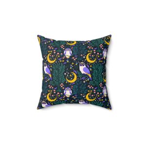 Celestial Owl Throw Pillow, Whimsical Faux Suede Pillow