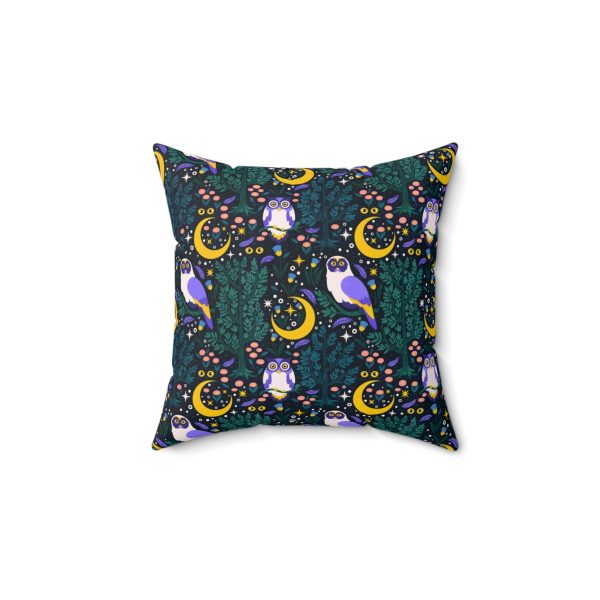 Celestial Owl Throw Pillow, Whimsical Faux Suede Pillow