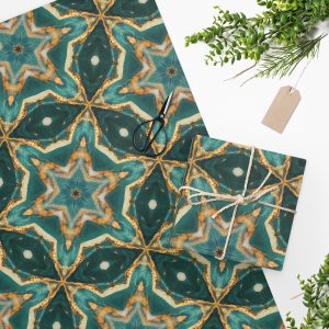 Moroccan Stars Gold Snowflakes Wrapping Paper