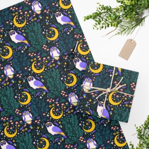 Add a touch of whimsy to your gift wrapping with Celestial Night Owls Wrapping Paper. Perfect for any occasion. Shop now!"