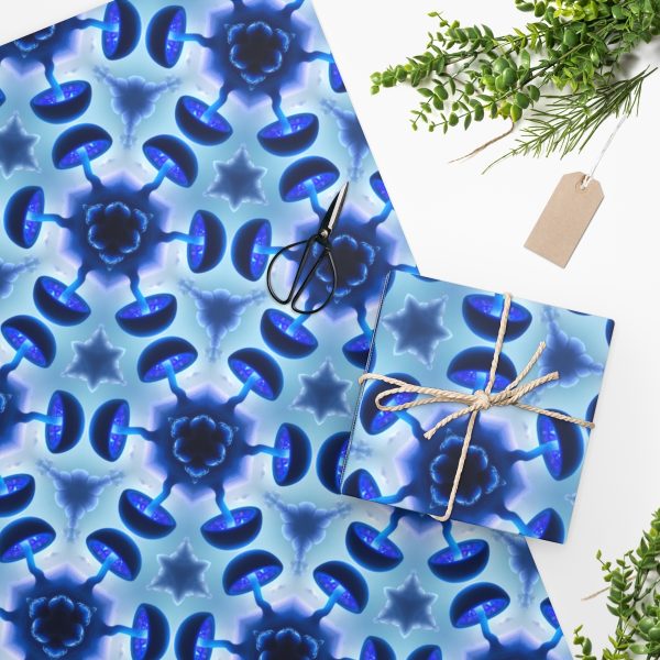 Blue Mushroom Stars Wrapping paper